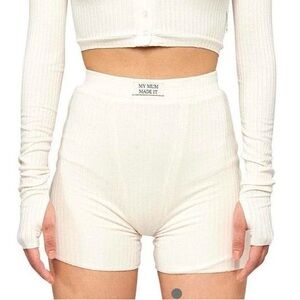 My mum made it cotton rib boxer shorts in white cream rib